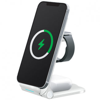 TEKYA QITEK STANDMAX 15W 3-IN1 FOLDABLE QI WIRELESS CHARGER STAND - WHITE
