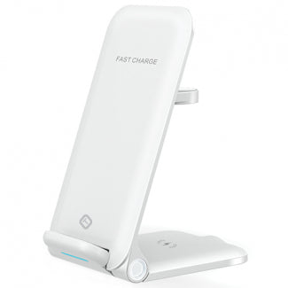 TEKYA QITEK STANDMAX 15W 3-IN1 FOLDABLE QI WIRELESS CHARGER STAND - WHITE